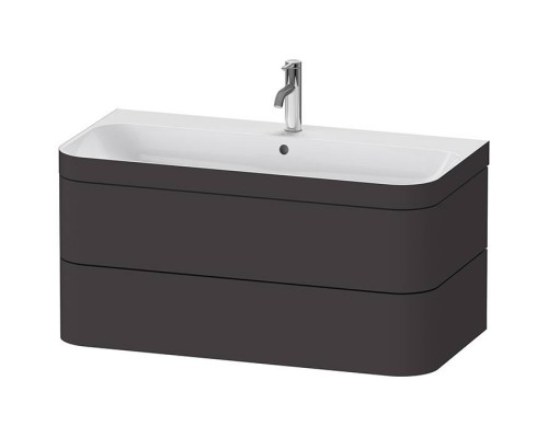 Duravit Happy D.2 Plus Комплект мебели 97.5х49х46.8см, 2 ящ, с 1 отв для смес, в компл.с сиф и донным клап, раковина bi-color, подвесной, цвет: графит супермат. HP4638O8080