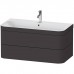 Duravit Happy D.2 Plus Комплект мебели 97.5х49х46.8см, 2 ящ, с 1 отв для смес, в компл.с сиф и донным клап, раковина bi-color, подвесной, цвет: графит супермат. HP4638O8080