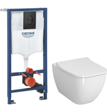 Комплект Унитаз подвесной VitrA Shift 7742B003-0075 белая глянцевая + Крышка Integra Square 810-003-009 быстросъемная, с микролифтом + Инсталляция Grohe Rapid SL 1000044 3 в 1 с панелью смыва