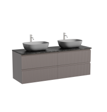 Тумба с раковиной Sancos Snob R 140, doha soft, столешница черный мрамор TT140A1X, раковина CN6009MH