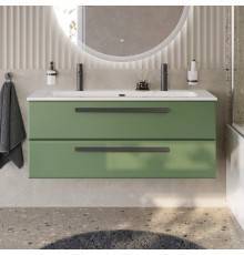 Тумба с раковиной Cezares Eco Cer-N 120, фисташковый софт, раковина Eco 120-1-2, ручки матовые черные