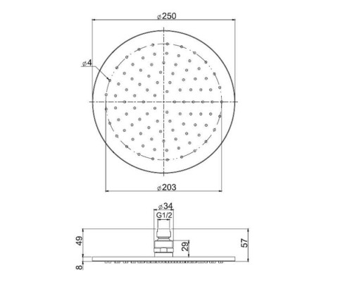 Carlo Frattini Wellness Верхний душ из латуни Oslash; 250 мм., цвет: хром. F2621/2CR