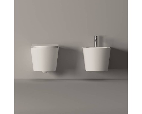 Alice Form Унитаз 50х35см., подвесной, безободковый, с сиденьем и крышкой с микролифтом, с набором для крепления, цвет: белый глянцевый. 22300101SET