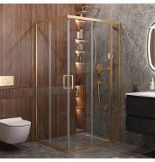Душевой уголок Cezares Molveno AH 21 100+30 C BORO IV, 130х100 см, профиль брашированное золото, стекло прозрачное
