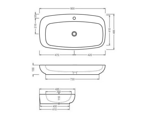 Artceram Dial Раковина 90x48см., накладная, 1 отв., цвет: белый. DAL004 01 00