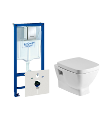 Комплект Унитаз подвесной Santek Нео 1WH302423 с микролифтом + Инсталляция Grohe Rapid SL 38775001 4 в 1 с кнопкой смыва