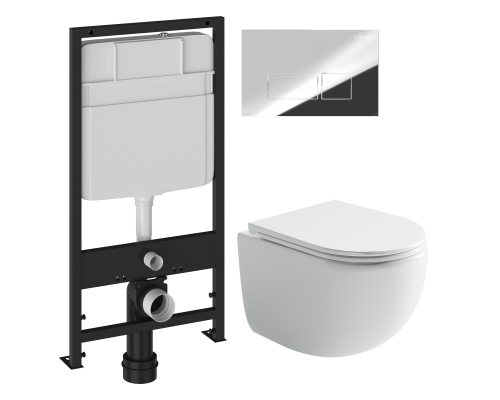 Комплект Унитаз подвесной Ceramicanova UP Rimless CN4007 белый + Инсталляция EWRIKA ProLT 0026-2020 + Кнопка 0041 хром Комплект Унитаз подвесной Ceramicanova UP Rimless CN4007 белый + Инсталляция EWRIKA ProLT 0026-2020 + Кнопка 0041 хром