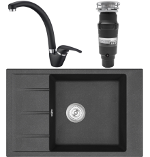 Комплект Мойка кухонная Emar Quartz EMQ-1780.Q Оникс + Смеситель 3013.12 Оникс + Измельчитель Bone Crusher BC 910-SL-Slim Line