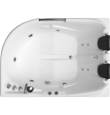 Акриловая ванна EvaGold OLB-807 R 170x120 см, правая, встраиваемая, с гидромассажем, белая, асимметричная, с каркасом, для двоих, с экраном, с ручками, со смесителем, со сливом-переливом, с подголовником, с выдвижным душем и лейкой