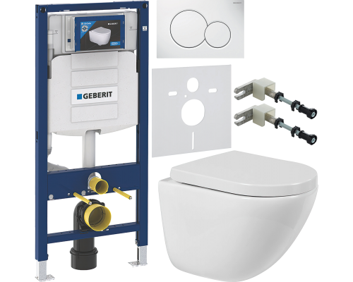Комплект Унитаз подвесной BelBagno Amanda BB051CHR безободковый + Крышка Norma BB865SC с микролифтом + Инсталляция Geberit Duofix UP 320 111.300.00.5 + Кнопка Sigma 01 115.770.11.5 белая + Крепления 111.815.00.1 к стене + Шумоизоляция 156.050.00.1