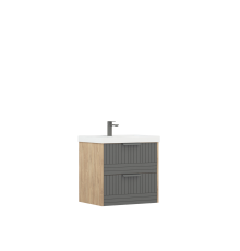 Тумба с раковиной Corozo Инди 60 подвесная, дуб канзас, графит