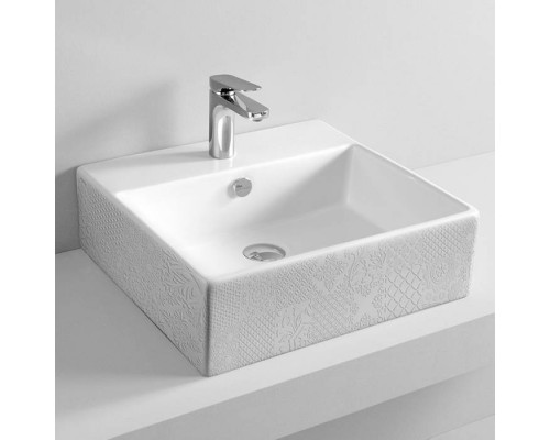 Artceram Quadro Раковина 50х48 см, 1 отв., с переливом, цвет: белый глянцевый, декор: Cementina. QUL002 01 86 акция Artceram Quadro Раковина 50х48 см, 1 отв., с переливом, цвет: белый глянцевый, декор: Cementina. QUL002 01 86 акция