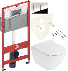 Комплект Унитаз подвесной Cezares Stylus CZR-513-TH-R + Крышка CZR-2316-SC с микролифтом + Инсталляция TECE Now 9400412 4 в 1 с кнопкой смыва