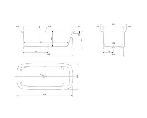 KNIEF Glam Ванна отдельностоящая 170х80x55см, с сливом-переливом, цвет: белый глянцевый. 0600-081-02 KNIEF Glam Ванна отдельностоящая 170х80x55см, с сливом-переливом, цвет: белый глянцевый. 0600-081-02