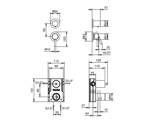 Fantini Nostromo Смеситель для душа, встраиваемый, цвет: черный матовый. 50 13 G481B Fantini Nostromo Смеситель для душа, встраиваемый, цвет: черный матовый. 50 13 G481B