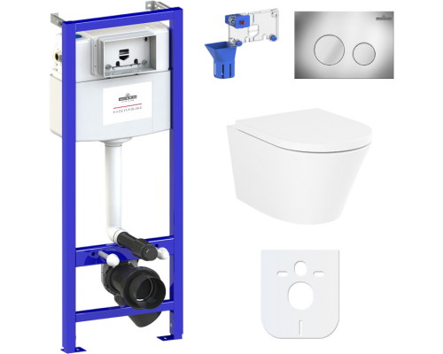 Комплект Lavinia Boho Унитаз подвесной Biore Compacto Rimless 3304101C + Крышка-сиденье Biore 33290420 с микролифтом + Инсталляция RelFix 38010010 + Кнопка RelFix 3805002C хром + Дозатор RelFix 38040010