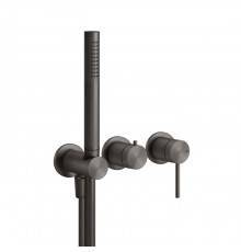 Gessi 316 Смеситель для душа, встраиваемый, с переключателем на 2 полож, держ с подв воды, ручн душ и шланг 150см., цвет: Black Metal Brushed PVD. 54039#707