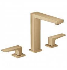Hansgrohe Metropol Смеситель для раковины, на 3 отв, с донным клапаном, излив: 15.2см, цвет: шлифованная бронза. 32515140