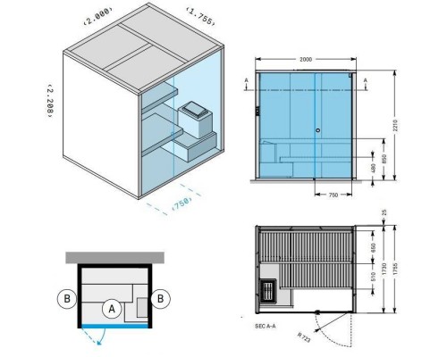 Effegibi BodyLove S Сауна 200x176x220см, пристенная, цвет: термообработанная древесина. BL 20 20 0006 Effegibi BodyLove S Сауна 200x176x220см, пристенная, цвет: термообработанная древесина. BL 20 20 0006
