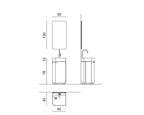 Oasis Profilo Композиция №22 Комплект мебели 45х45х h200см., напольный, цвет: Avio matt/Белый матовый/Хром.