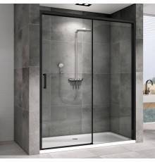 Душевая дверь в нишу Abber Komfort AG93160B 160 см, профиль черный, стекло прозрачное