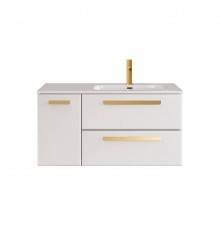 Тумба под раковину Cezares Eco Cer-N 100 R, 2 ящика, 1 дверца, bianco lucido, ручки сатиновое золото