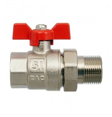 Кран шаровой латунный Smart Install ВР/НР 1/2  с американкой бабочка. 57151S
