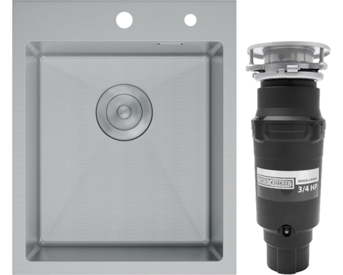 Комплект Мойка D K DKS415004 сатин + Измельчитель Bone Crusher BC 910-SL-Slim Line