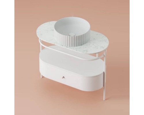 Artceram Flair 4.0 Консоль металлическая с раковиной 95x48хh75см., напольная, с выдвижным ящиком и мраморной столешницей, подвесная, цвет: белый матовый. OSL010 05 00,  ACA068 05,  ACM038 05,  TFA010 47
