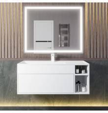 Мебель для ванной комнаты Uperwood Lotus 100 подвесная, с ящиком, с полками, белая