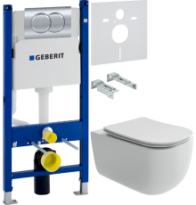 Комплект Унитаз подвесной Ceramicanova Noel CN3013 + Инсталляция Geberit Duofix Delta 458.149.21.1 с кнопкой смыва, хром + Шумоизоляция 156.050.00.1