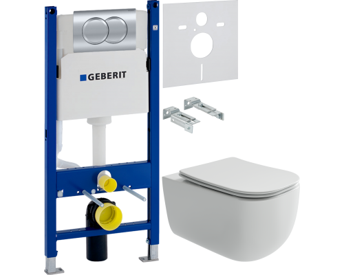 Комплект Унитаз подвесной Ceramicanova Noel CN3013 + Инсталляция Geberit Duofix Delta 458.149.21.1 с кнопкой смыва, хром + Шумоизоляция 156.050.00.1 Комплект Унитаз подвесной Ceramicanova Noel CN3013 + Инсталляция Geberit Duofix Delta 458.149.21.1 с кнопкой смыва, хром + Шумоизоляция 156.050.00.1