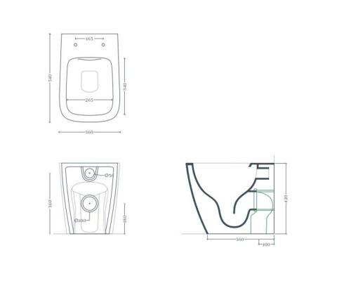 Artceram A16 Унитаз напольный 36х52 см, турбо смыв the.reel, saniglaze, цвет: белый глянцевый. ASV007 01 00