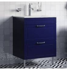 Тумба с раковиной IDDIS Oxford 60 напольная, синяя, раковина 0136000i28