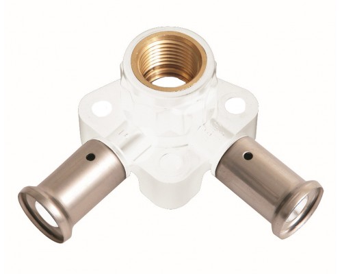 Водорозетка угловая ВР, ПВДФ пресс (белая), 16x1/2 x16 (40 мм), HENCO 3PKW-160416