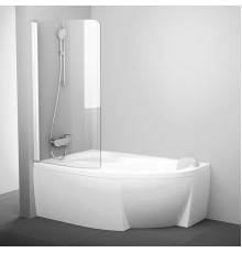 Шторка на ванну Ravak Rosa CVSK1 160/170 L профиль белый, прозрачное стекло Transparent