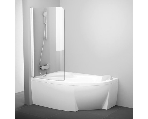 Шторка на ванну Ravak Rosa CVSK1 160/170 L профиль белый, прозрачное стекло Transparent