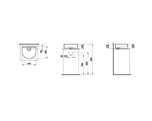Laufen Sonar Раковина 41x36.5х13 см, без отв., без перелива, цвет: белый. 8.1234.2.000.112.1
