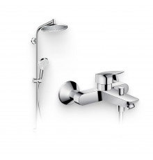 Душевой комплект Смеситель Hansgrohe Logis 71400000 + Стойка Crometta S 240 1jet Showerpipe Rеno 27270000 EcoSmart