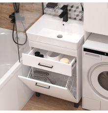 Тумба с раковиной DIWO Брянск 60 с корзиной, с выдвижным ящиком, белая