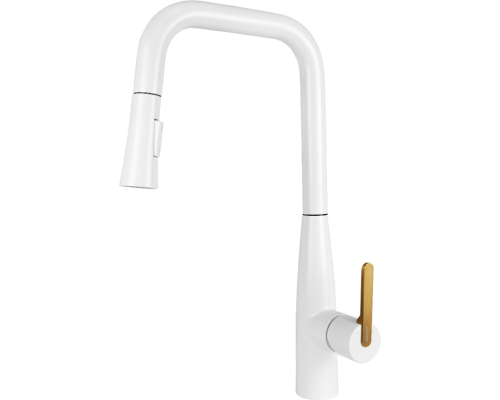 Смеситель для кухни Kaiser Claro 22144-4 белый матовый и шлифованное золото