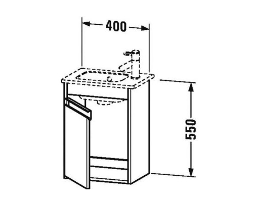 Duravit Ketho Тумба подвесная, 40x28.5х55, с раковиной, с 1 дверка, цвет: белый глянцевый. KT6417L2222,  0723430000