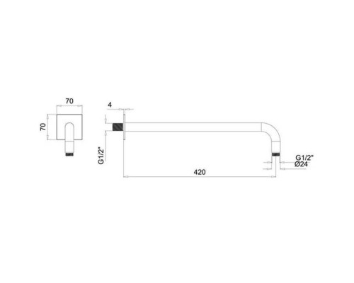 Almar Velvet Rain Кронштейн для душ.лейки 420мм., цвет: Nichel Brushed. E021116.NB