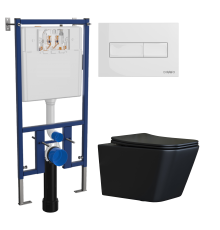 Комплект Унитаз подвесной Ceramicanova Metric + Инсталляция DIWO + Кнопка 7320 белая