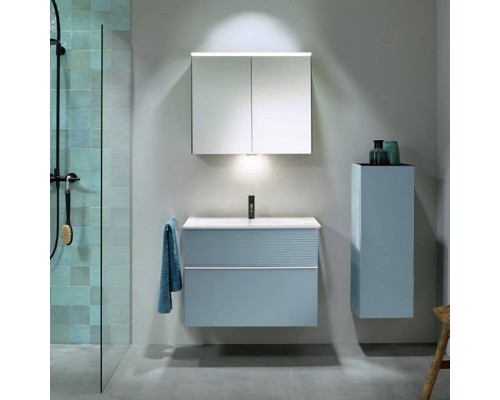 Burgbad Fiumo Комплект подвесной мебели 82х49х61см, с раковиной на 1 отв., ручки белые матовые, цвет: Eisblau Softmatt. SFXN082F3957FOT55G0223C0001*1