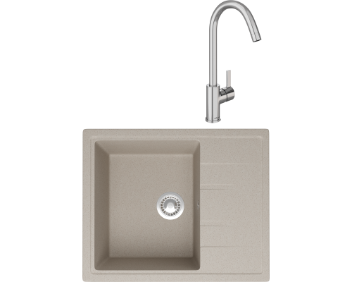 Комплект Мойка кухонная Domaci Болонья М-150-003 бежевая + Смеситель Ливорно