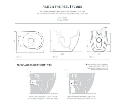 Artceram File 2.0 Унитаз напольный 37х52см, безободковый, слив универсальный, турбо смыв the.reel, saniglaze, цвет: белый матовый. FLV007 05 00