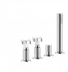 Gessi Inciso Смеситель для ванны, 4 отв., с ручным душем и шлангом 150 см, цвет: хром. 58143#031