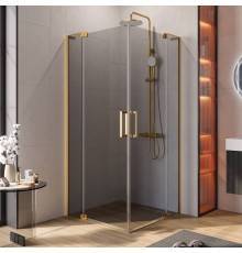 Душевой уголок Cezares Slider A 2 90/100 GRIGIO BORO профиль брашированное золото, стекло серое