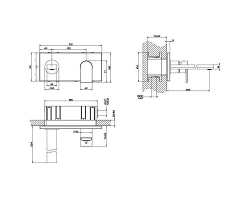 Gessi Emporio Via manzoni Смеситель для раковины, встраиваемый, излив: 20,9см., цвет: хром. 44895#031 Gessi Emporio Via manzoni Смеситель для раковины, встраиваемый, излив: 20,9см., цвет: хром. 44895#031